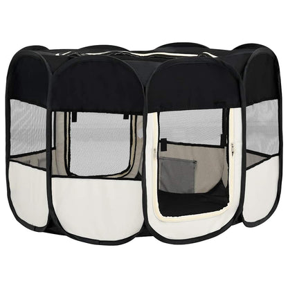 Vidaxl Parque De Perros Plegable Y Bolsa Transporte Negro 125x125x61cm_4