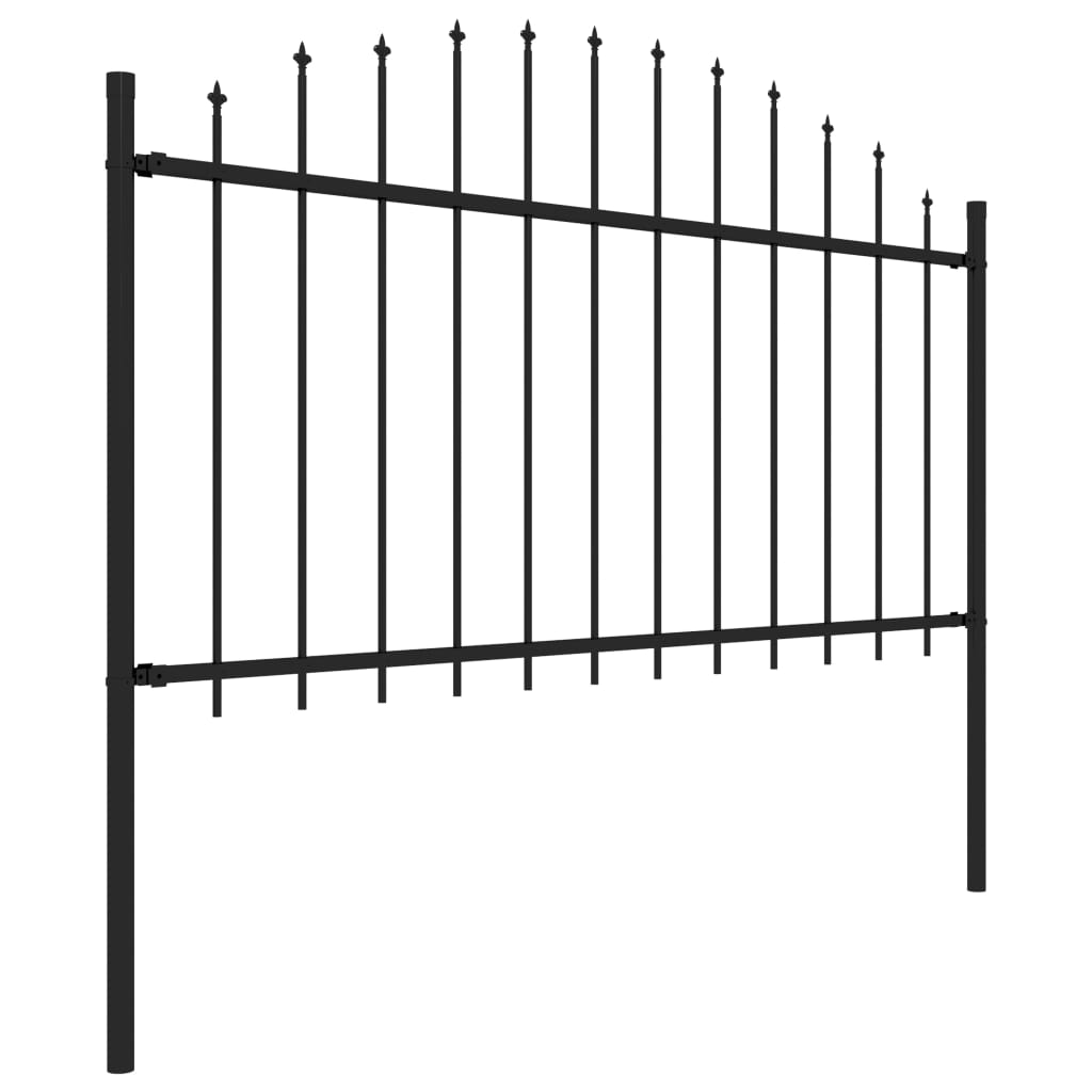 Valla De Jardín Con Puntas De Lanza Acero Negro (1,25-1,5)x3,4m / Vetonek_1