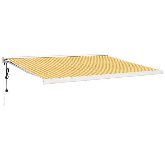 Toldo Retráctil Aluminio Y Tela Amarillo Y Blanco 4x3 M_0