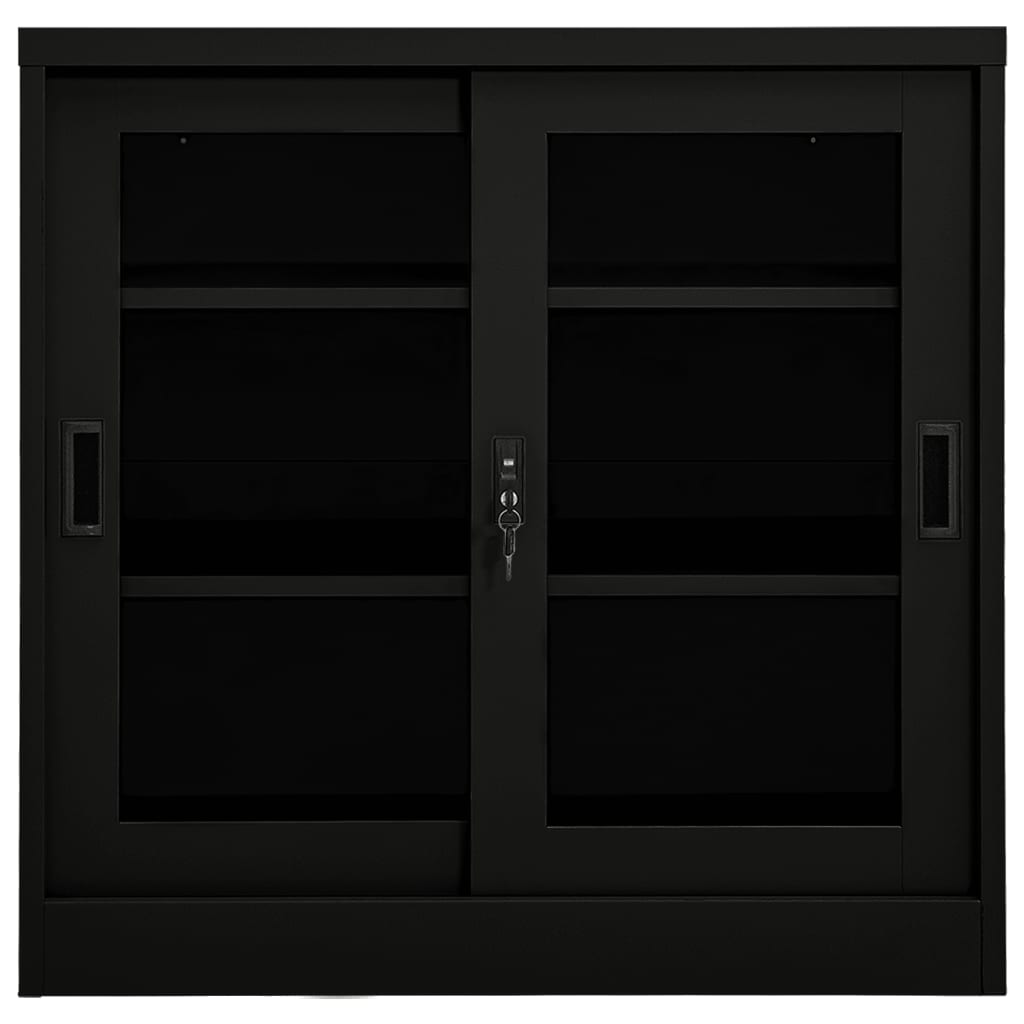 Armario Con Puerta Corredera Acero Negro 90x40x90 Cm_1