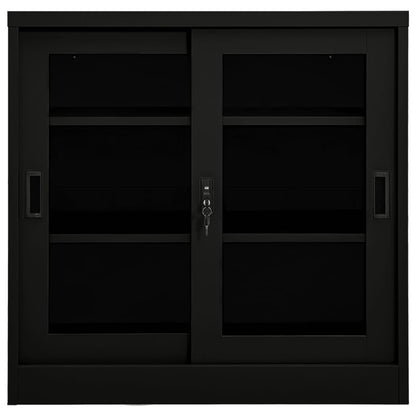 Armario Con Puerta Corredera Acero Negro 90x40x90 Cm_1
