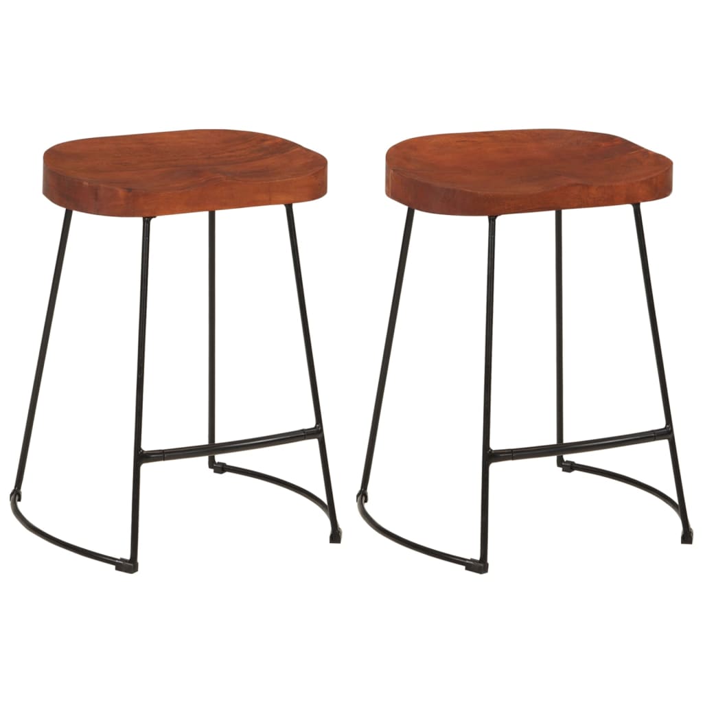 Taburetes De Bar Gavin 2 Uds Madera Mango Maciza 45x38x53 Cm_0