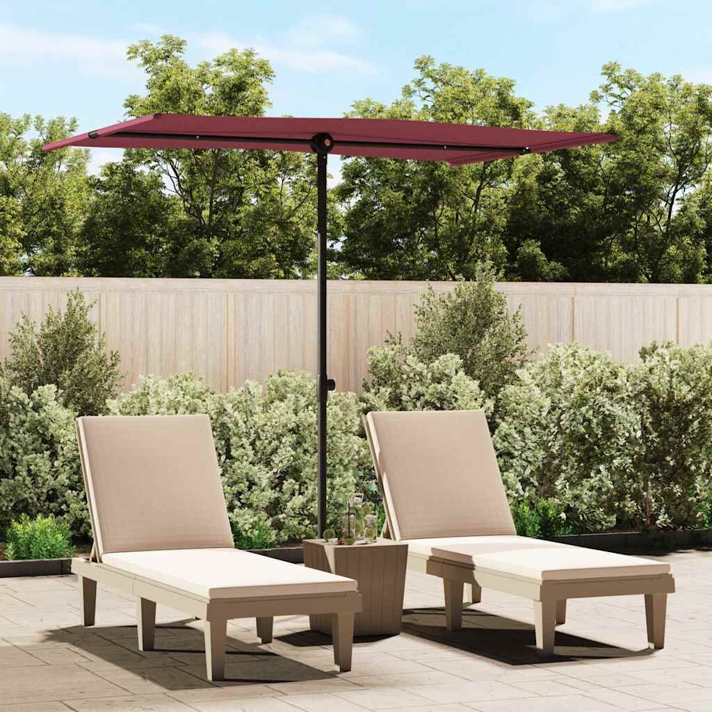 Vidaxl Sombrilla De Jardín Con Palo De Aluminio Rojo Burdeos 2x1,5 M_1