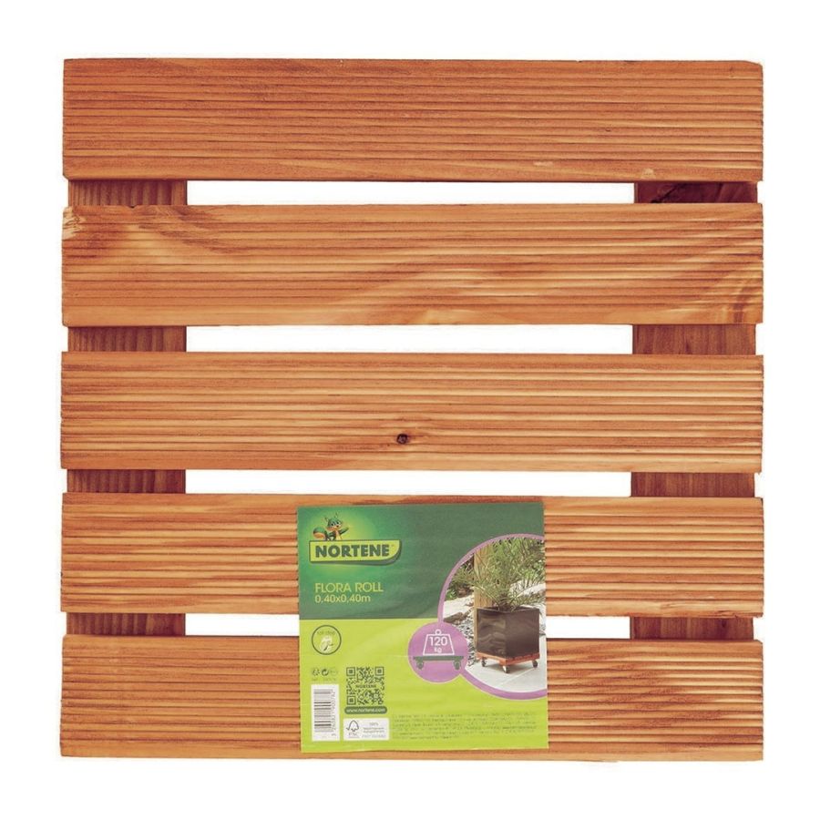 Soporte Con Ruedas Madera Flora Roll 30x30 Cm Nortene_0