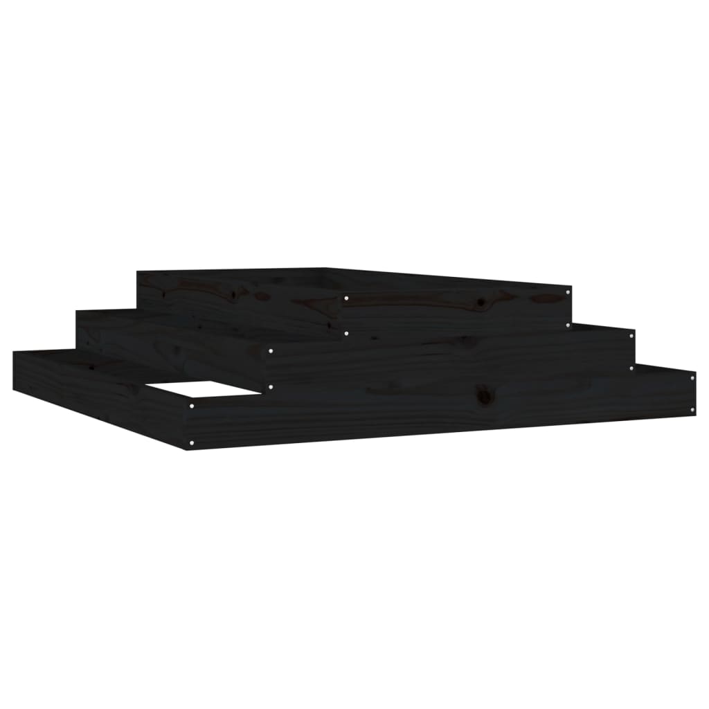 Jardinera Madera Maciza De Pino Negro 110x110x27 Cm_0