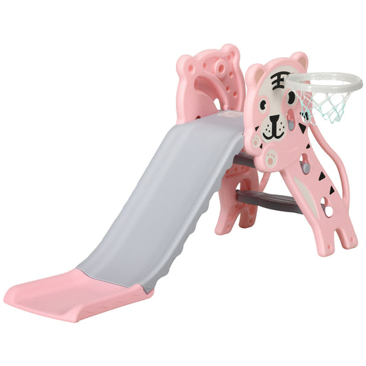 Aiyaplay Tobogán Infantil 3 En 1 Con Patrón De Tigre 133x60x70 Cm Rosa Y Gris_0