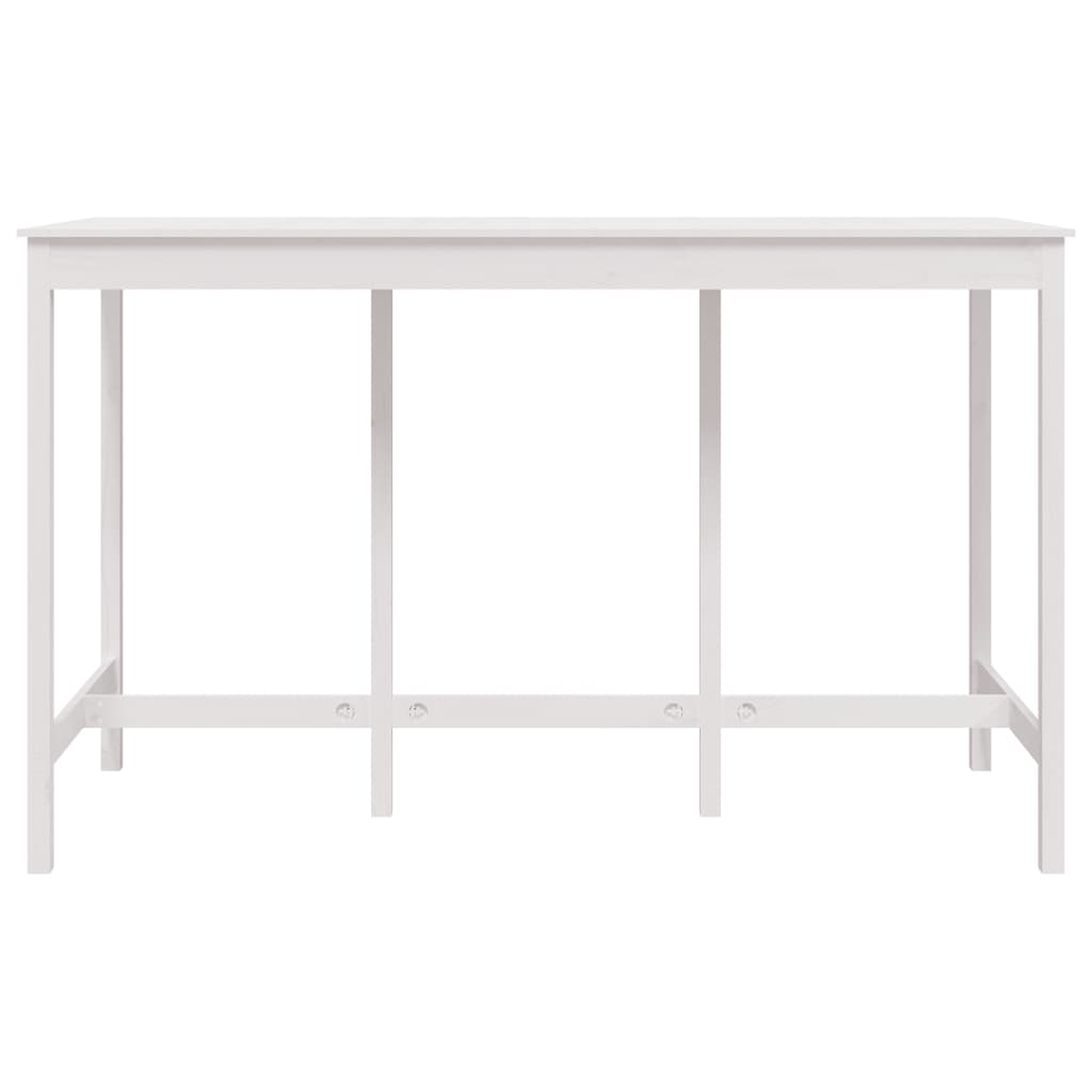 Mesa Alta De Bar Madera Maciza De Pino Blanco 180x80x110 Cm_1
