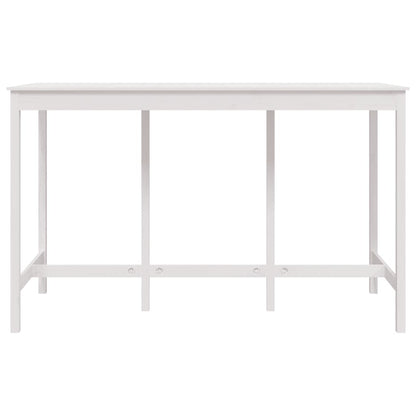 Mesa Alta De Bar Madera Maciza De Pino Blanco 180x80x110 Cm_1
