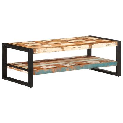 Mesa De Centro Madera Maciza Reciclada 120x60x40 Cm_4
