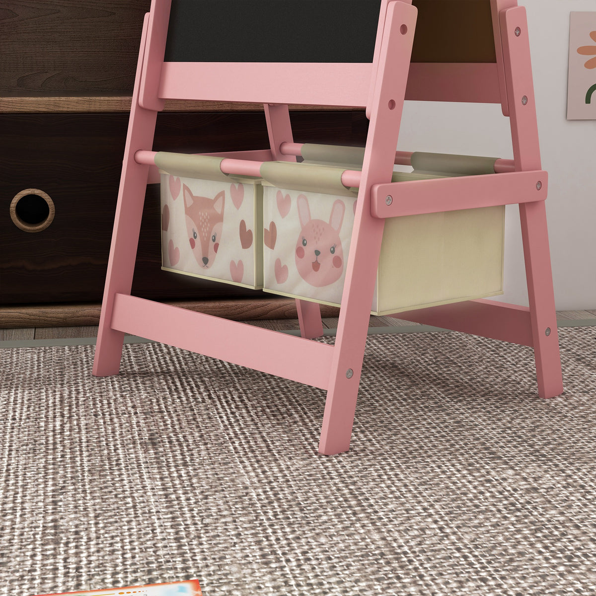 Aiyaplay Caballete Para Niños 3 En 1 Doble Cara Rollo De Papel 54x46,5x93cm Rosa_3