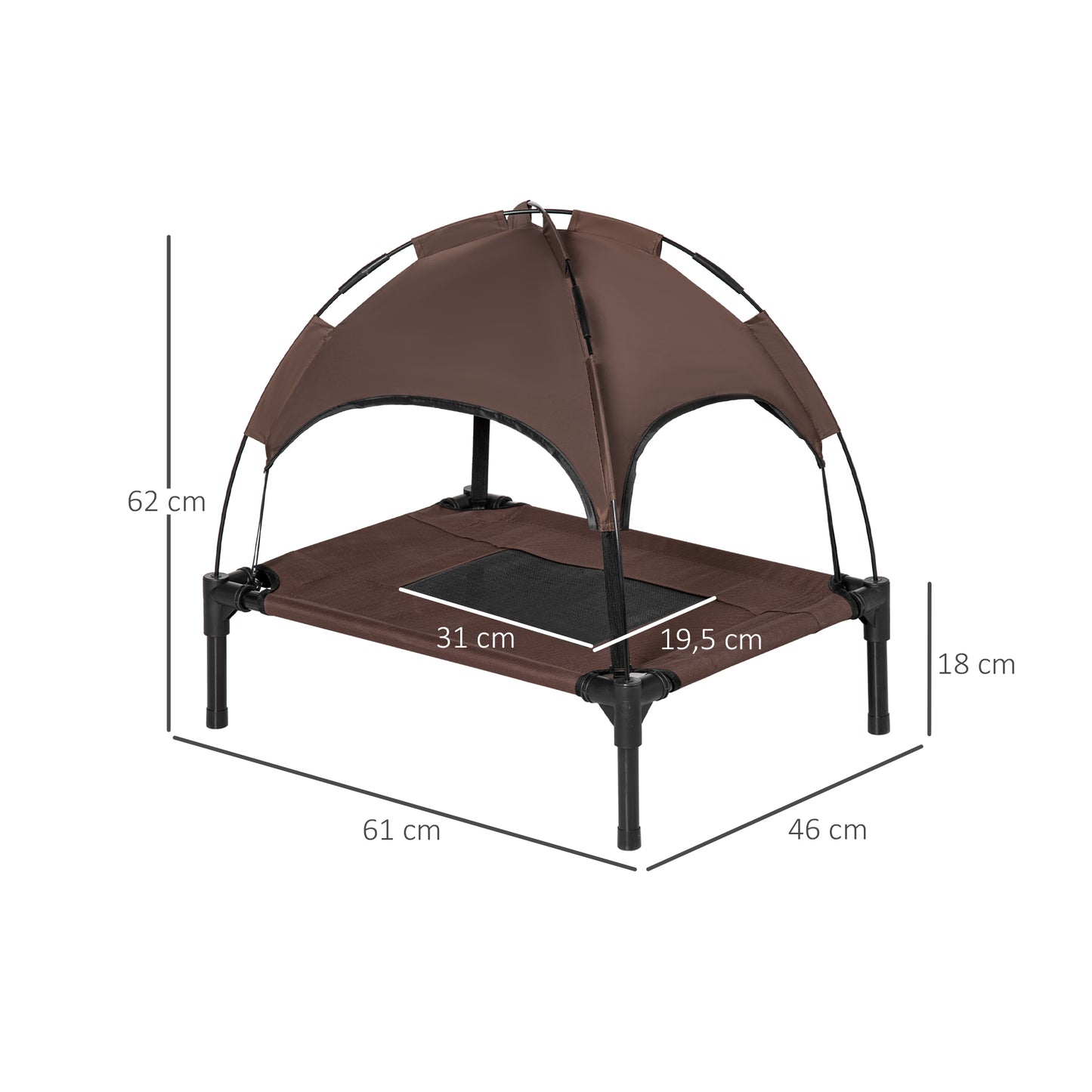 Pawhut Cama Elevada Para Mascotas Portátil Con Toldo Extraíble 61x46x62 Cm_2