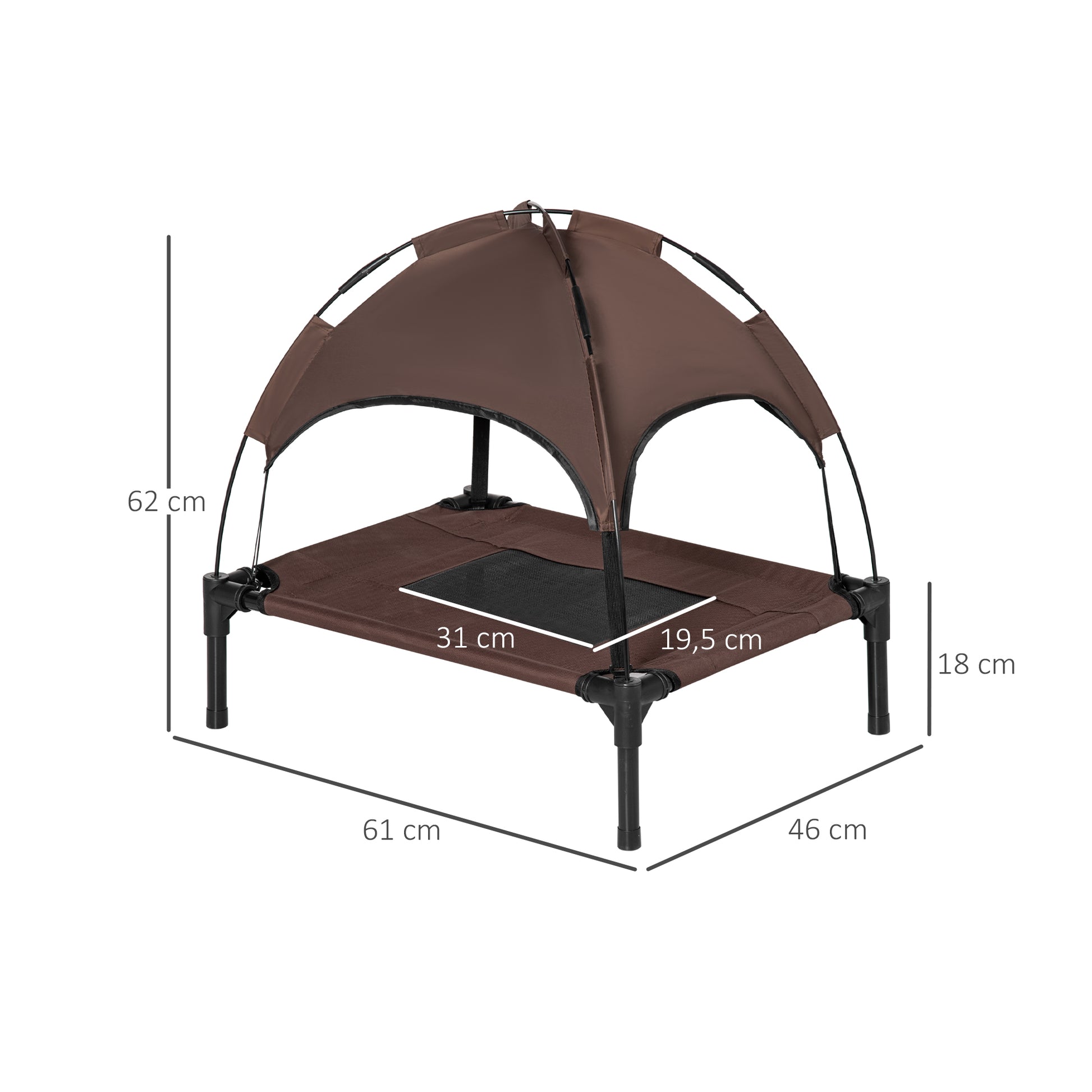 Pawhut Cama Elevada Para Mascotas Portátil Con Toldo Extraíble 61x46x62 Cm_2