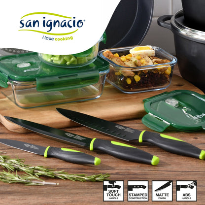 Set 5 Cuchillos San Ignacio Vitoria De Acero Inoxidable En Color Negro_2