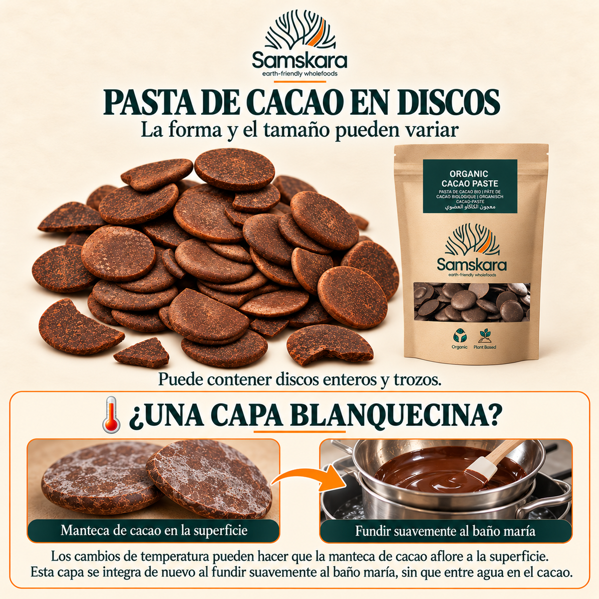 Pasta De Cacao Licor Bio - 4kg (1kg Envase Retail + 3kg Bolsa Granel De Recarga) | Cacao Puro Ecológico Vegano_3