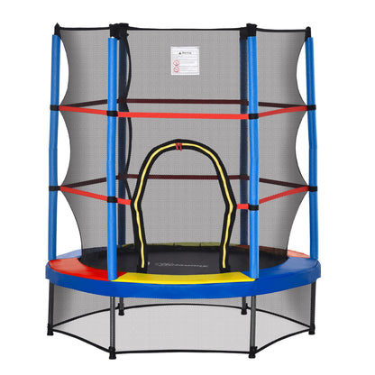 Homcom Cama Elástica Infantil Con Red De Seguridad Ø140x160cm Multicolor_0