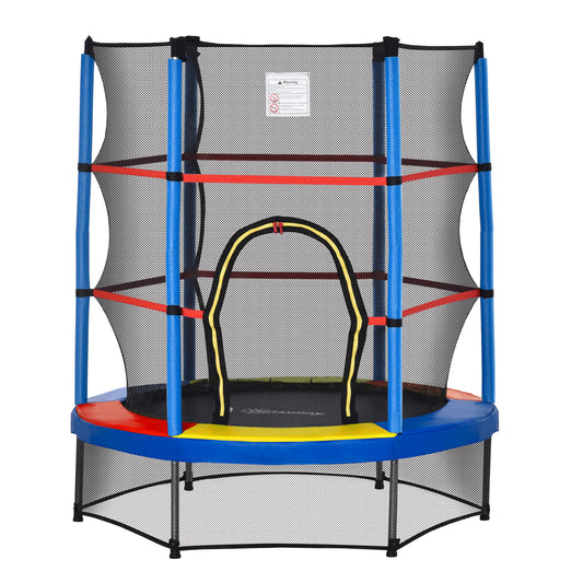 Homcom Cama Elástica Infantil Con Red De Seguridad Ø140x160cm Multicolor_0