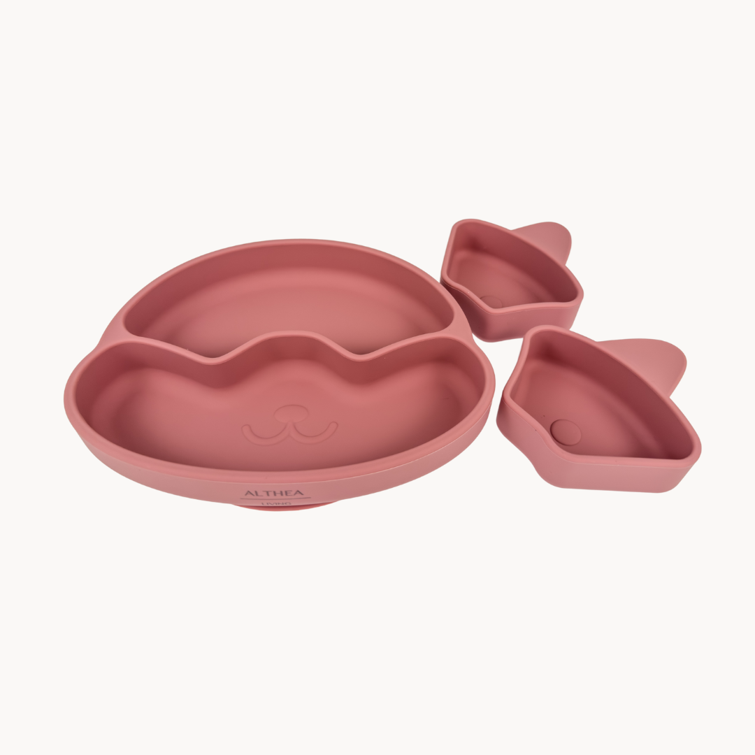 Plato Con Divisiones Extraíbles Y Forma De Perrito - Rosa Profundo.