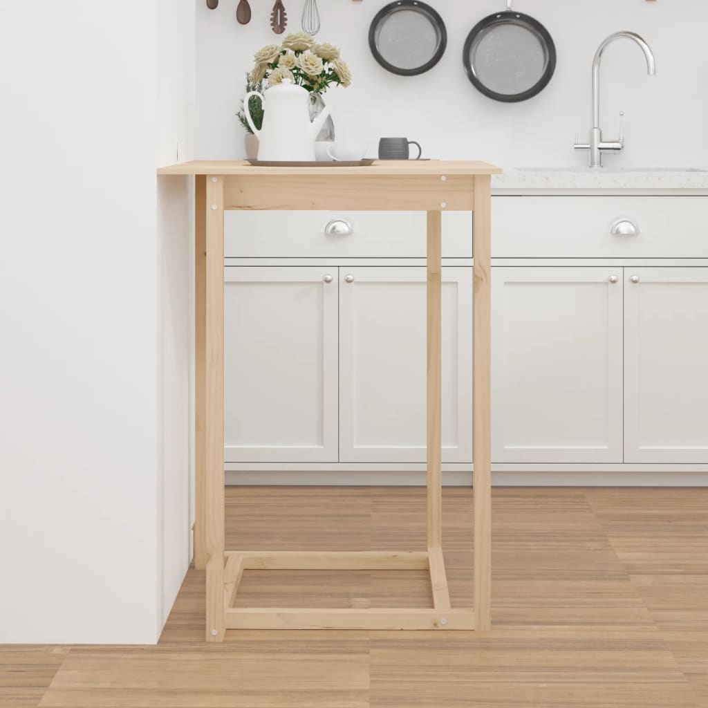 Mesa Alta De Bar De Madera Maciza De Pino 80x80x110 Cm_2