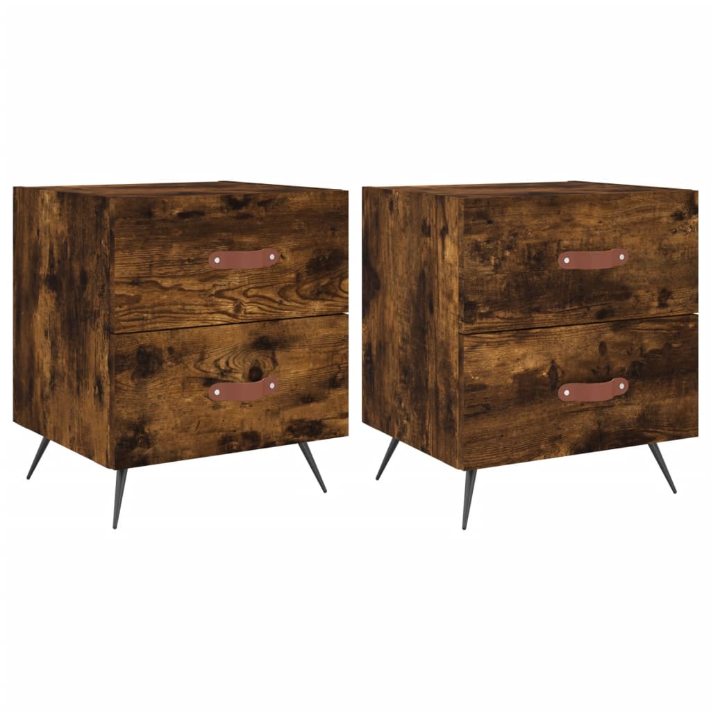 Mesita Noche 2 Uds Madera Ingeniería Roble Ahumado 40x35x47,5cm_0