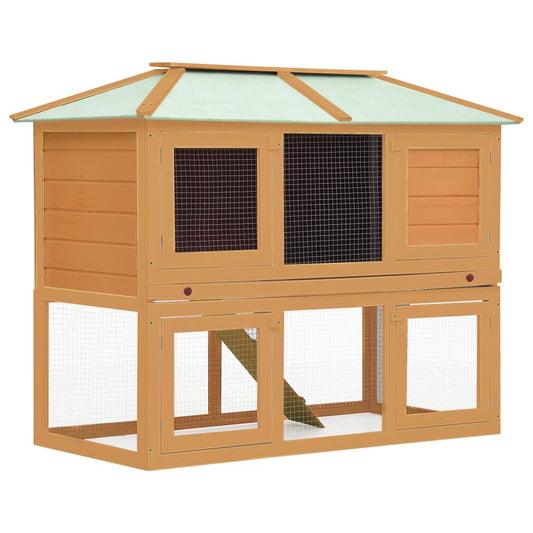 Vidaxl Conejera Jaula De Animales Con Doble Piso De Madera_0