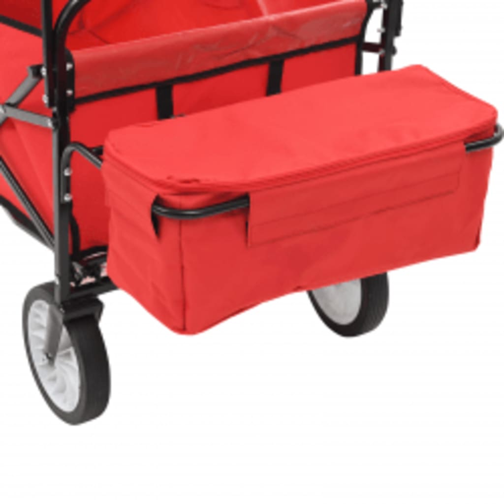 Carrito De Mano Plegable De Acero Con Capota Rojo_4