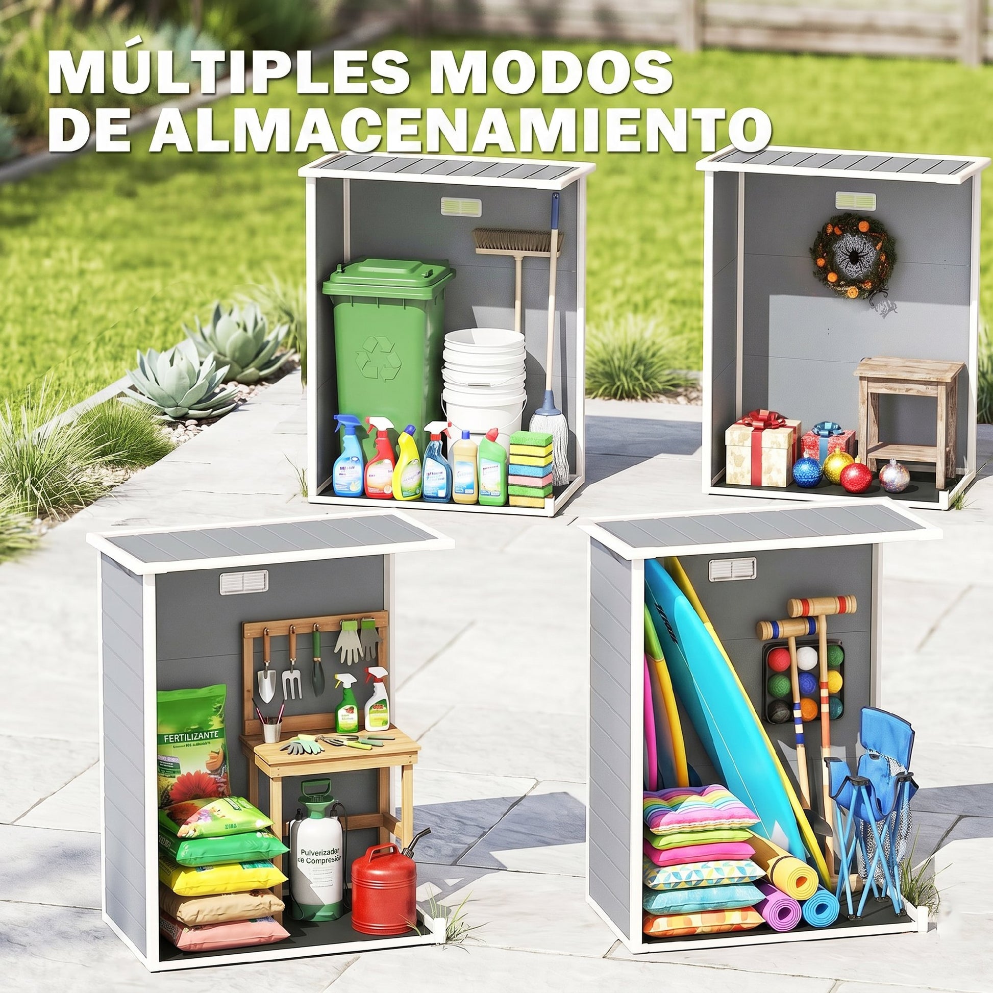 Outsunny Cobertizo De Jardín 1,14 M² 151x92x193 Cm Con Puerta Corredera Gris_3