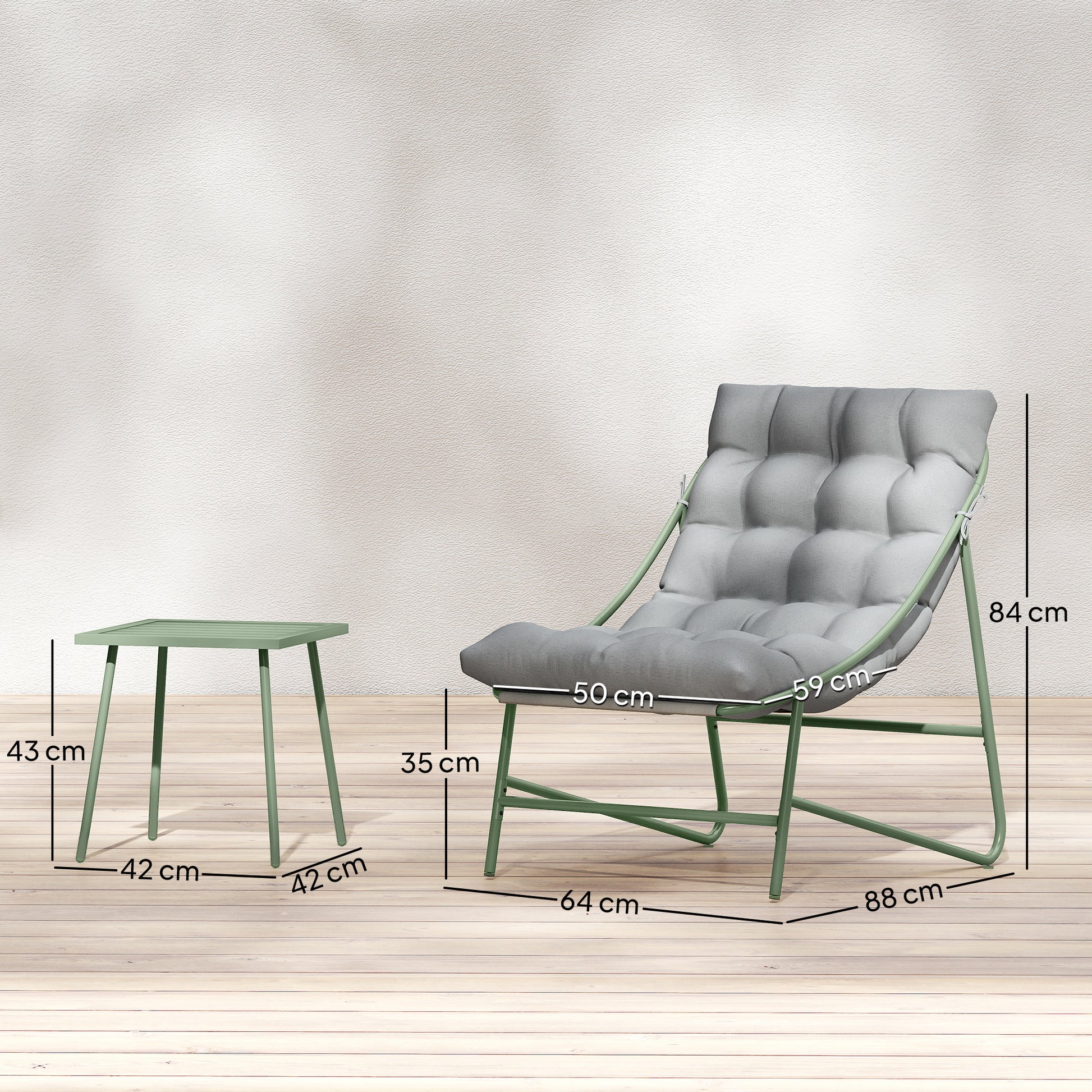 Outsunny Conjunto De Mesa Y Sillas De Terraza Exterior Con Cojines Gris Claro_2