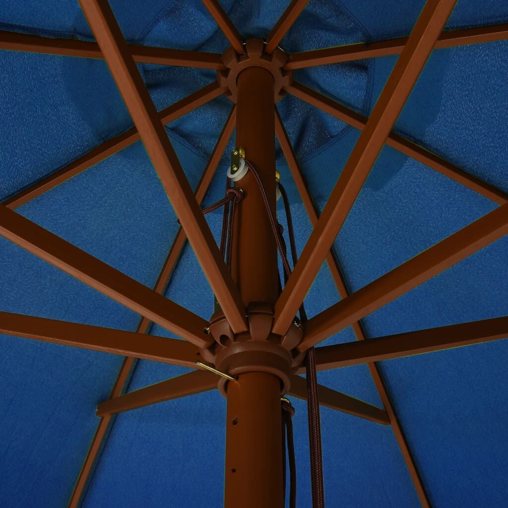 Vidaxl Sombrilla De Jardín Con Palo De Madera Azul Celeste 330 Cm_3