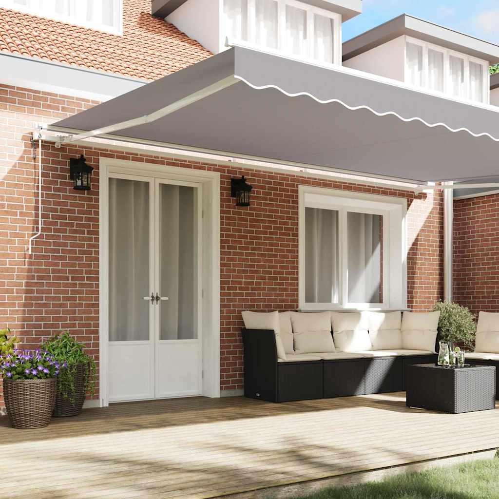 Toldo Retráctil Gris Claro 500 X 350 Cm Tela Y Aluminio_2