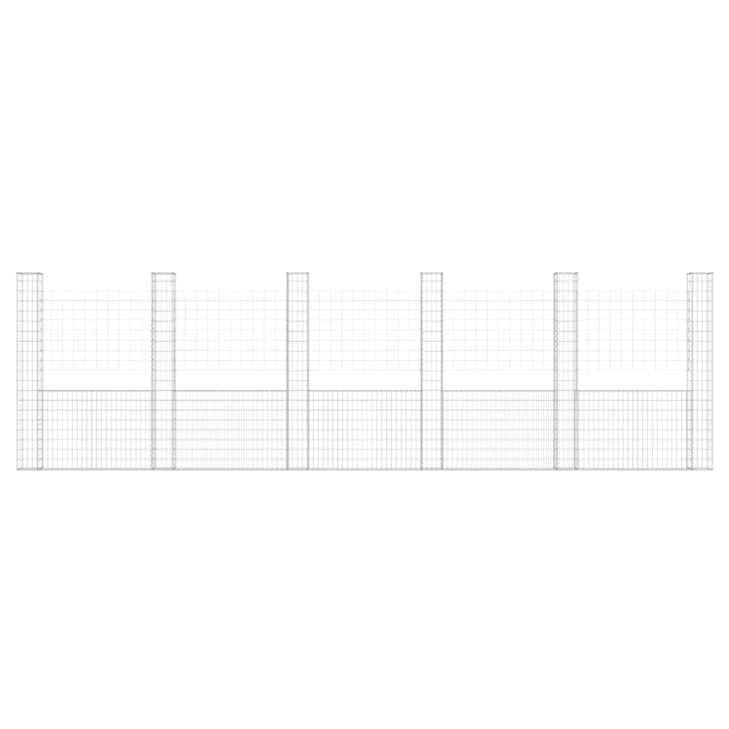Cesta De Gaviones Forma De U 6 Postes De Hierro 620x20x200 Cm / Vetonek_2