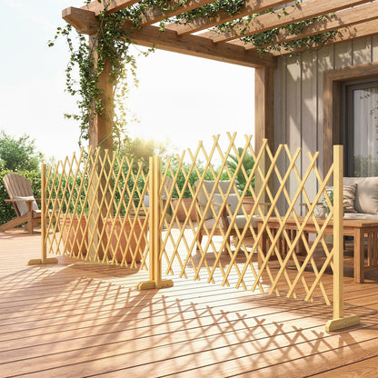 Outsunny Set De 2 Paneles Vallas De Madera Extensibles 180x30x103 Cm Natural_1