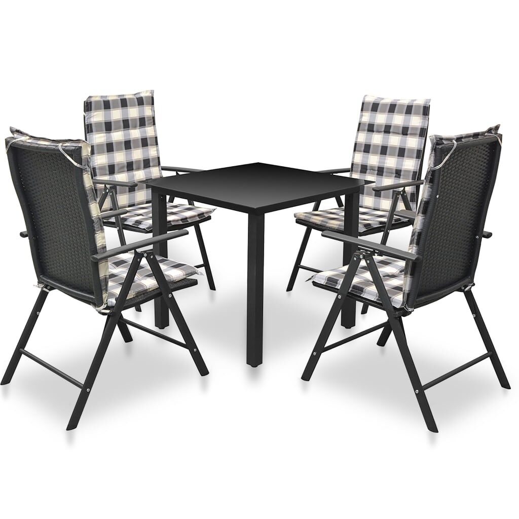 Vidaxl Set Comedor De Jardín 5 Piezas Y Cojines Aluminio Negro_0