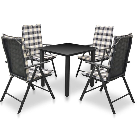 Vidaxl Set Comedor De Jardín 5 Piezas Y Cojines Aluminio Negro_0
