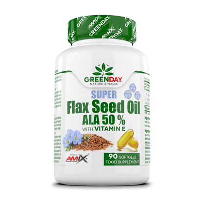 Super Flax Seed Oil Ala 50% - 90 Softgels - Aceites Vegetales - Amix Nutrition_0