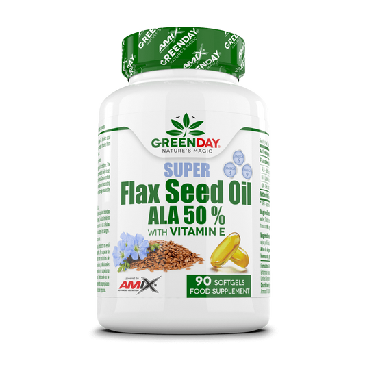 Super Flax Seed Oil Ala 50% - 90 Softgels - Aceites Vegetales - Amix Nutrition_0