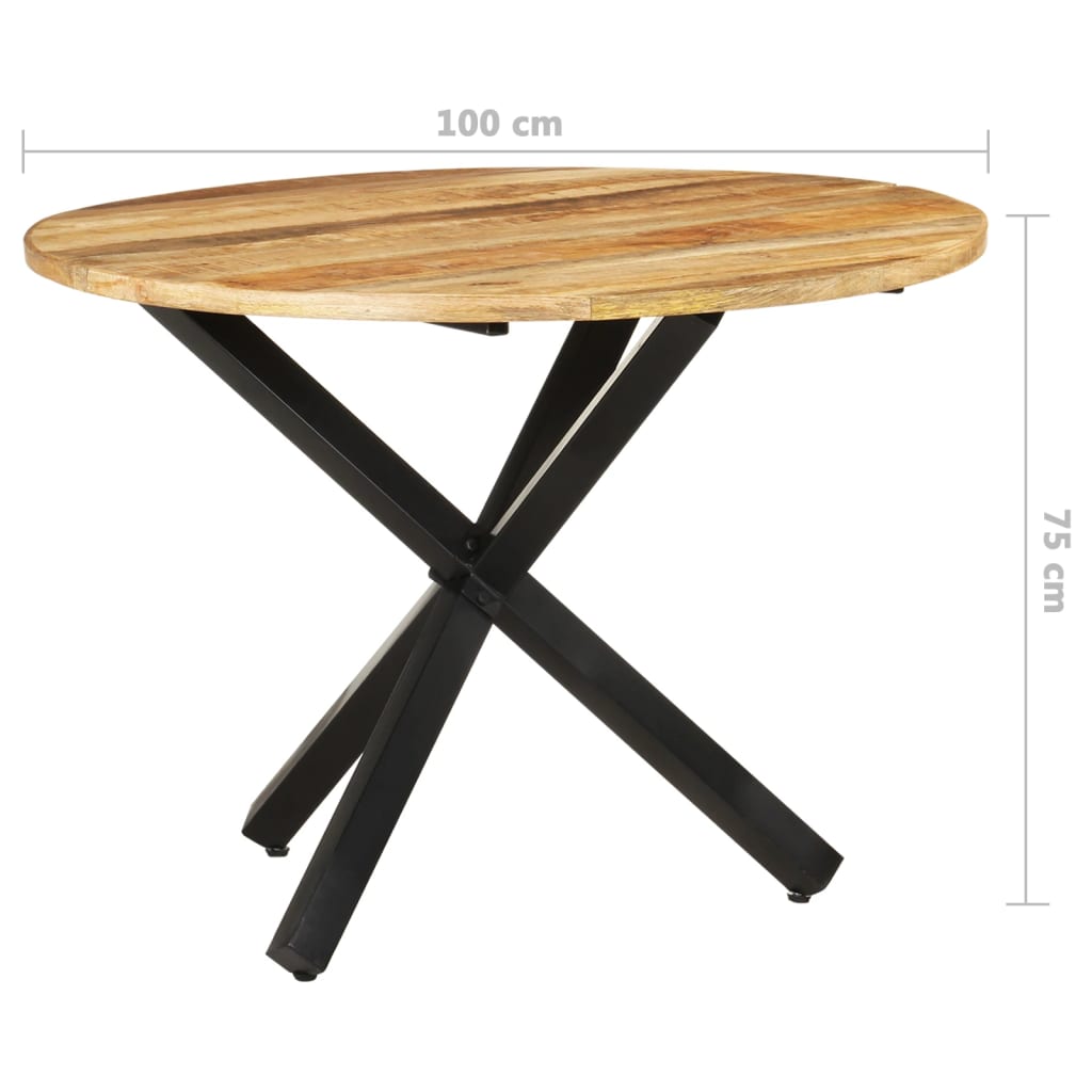 Mesa De Comedor Madera De Mango Rugosa Redonda 100x100x75 Cm_4