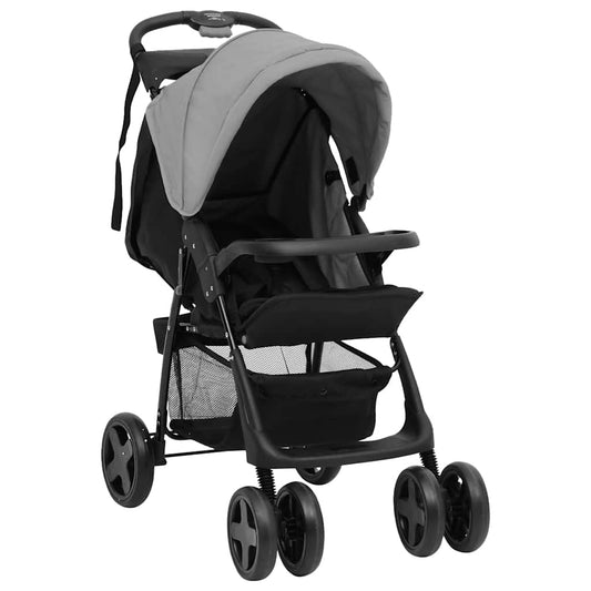Vidaxl Carrito De Bebés 2 En 1 De Acero Gris Claro Y Negro_0