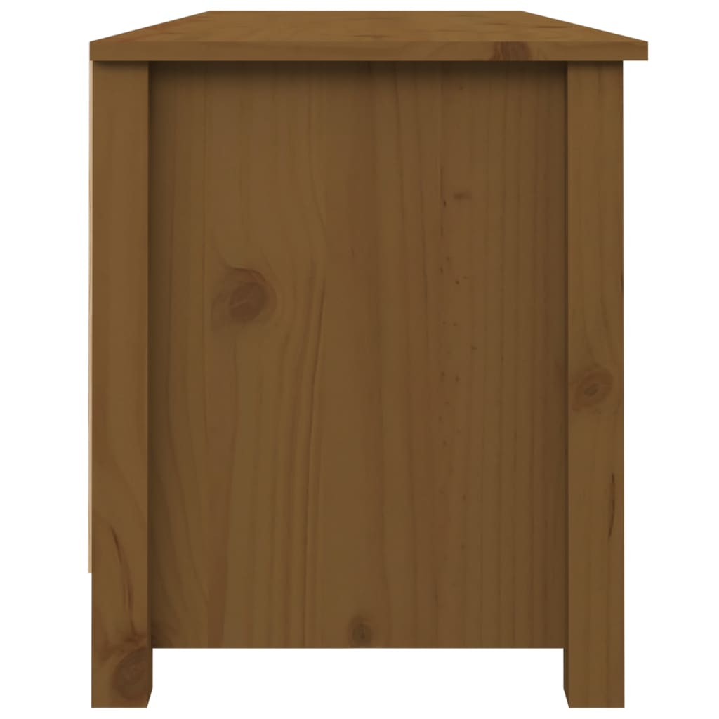 Banco Zapatero Madera Maciza De Pino Marrón Miel 110x38x45,5 Cm / Vetonek_1