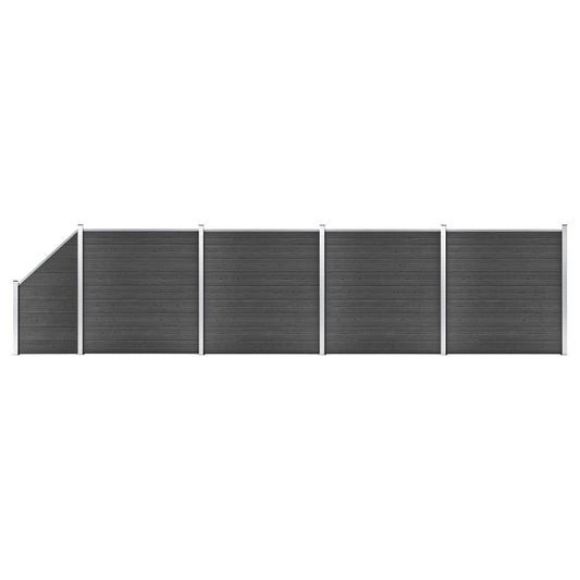 Set De Paneles De Valla Wpc Negro 792x(105-186) Cm / Vetonek_0