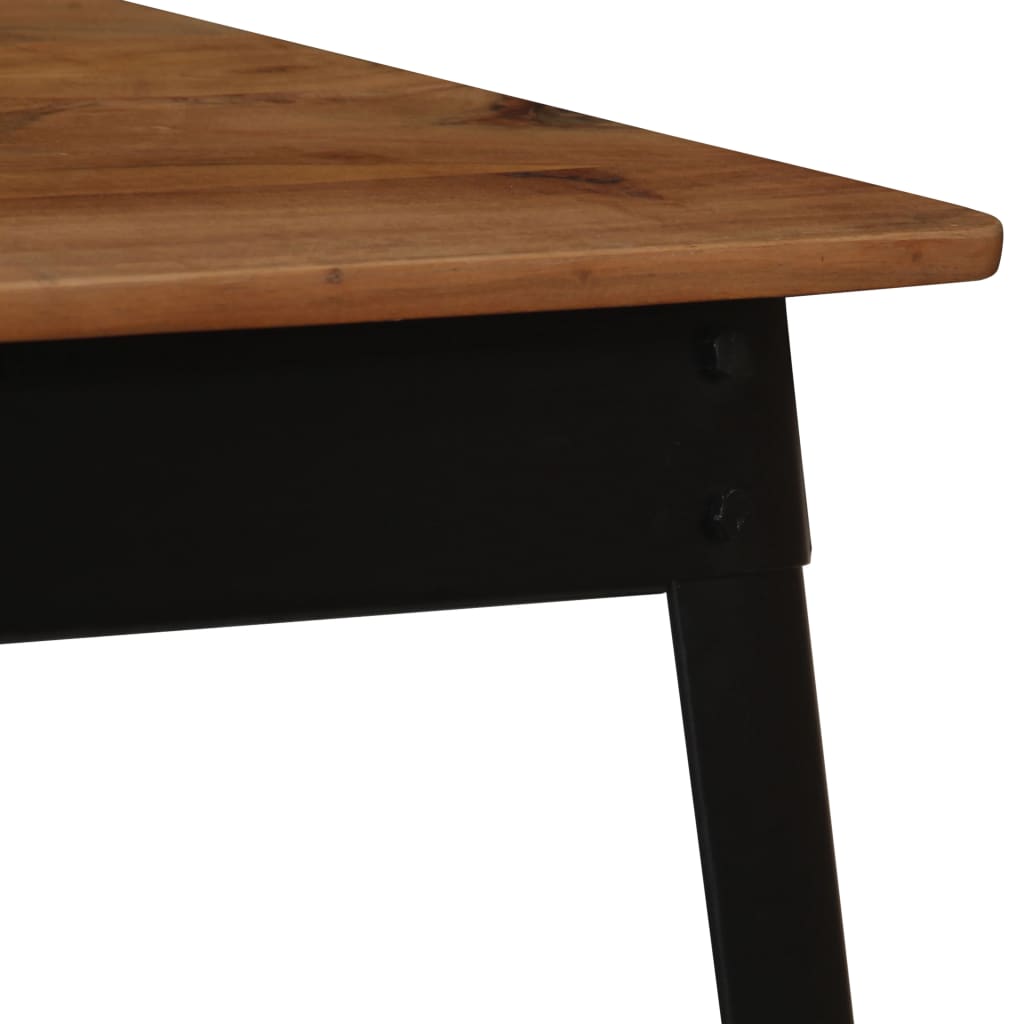 Mesa De Comedor De Madera Maciza De Acacia Y Acero 120x60x76 Cm_2