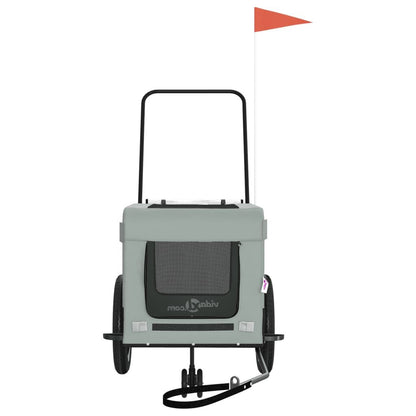 Vidaxl Remolque De Bicicleta Mascotas Hierro Tela Oxford Gris Negro_4