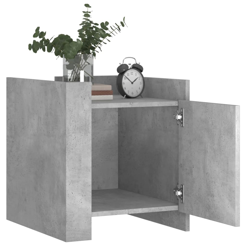 Mesita De Noche Madera De Ingeniería Gris Hormigón 45x50x50 Cm_1