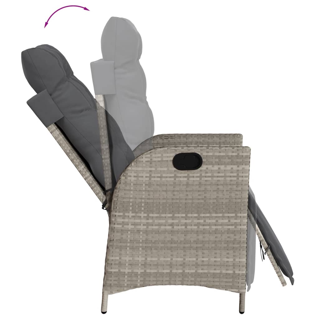 Set Comedor De Jardín 5 Pzas Cojines Ratán Sintético Gris Claro / Vetonek_3
