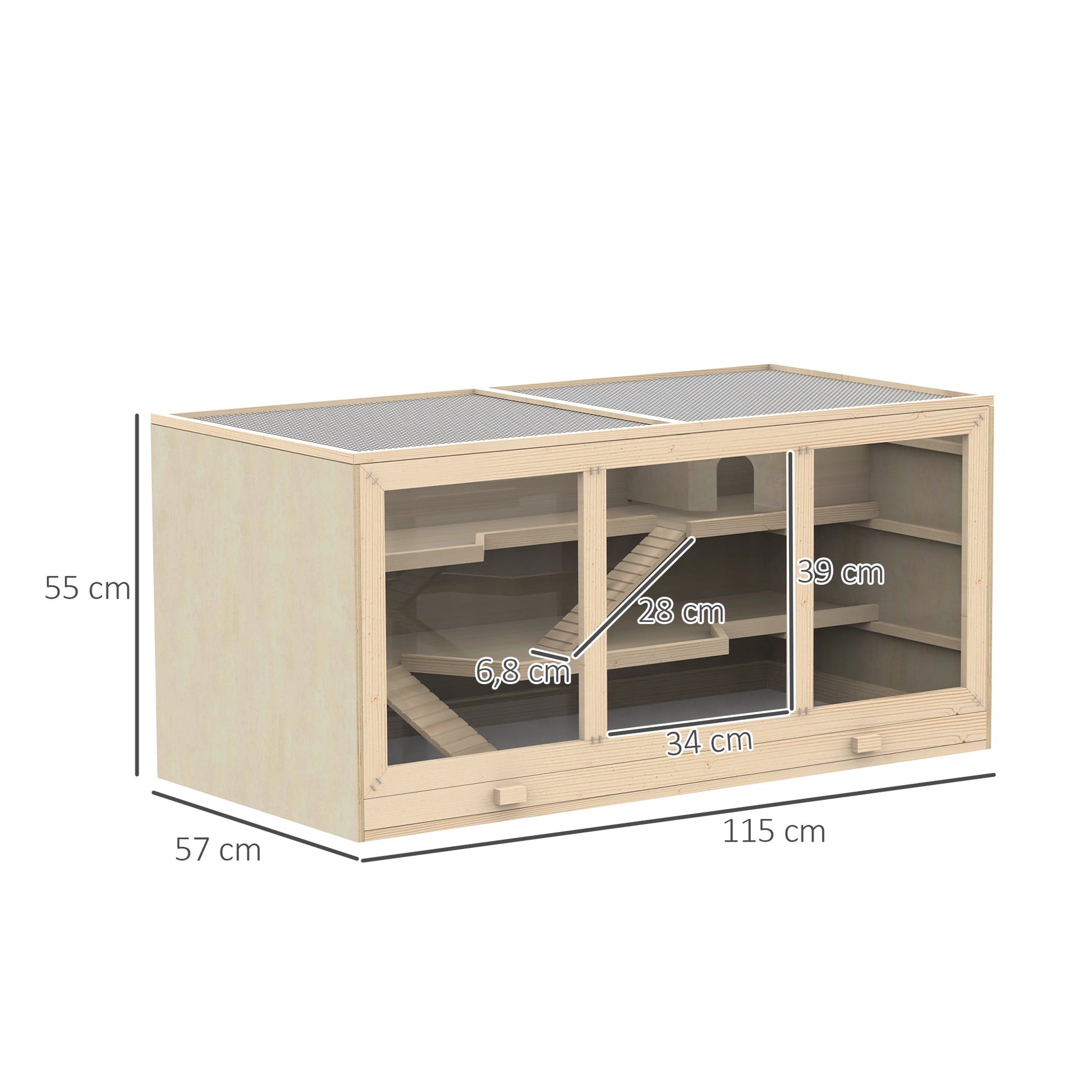 Pawhut Jaula De Madera Para Hámster Ratones Jerbos Y Otros Roedores Pequeños_2