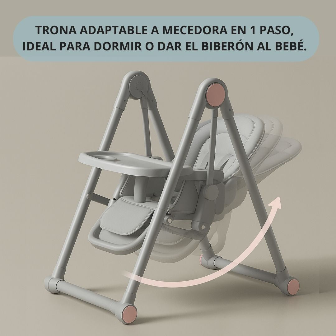 Trona Gris Evolutiva 3 En 1 , Plegable Y Portátil, Reposapiés , Respaldo Y Bandeja Bathby_3