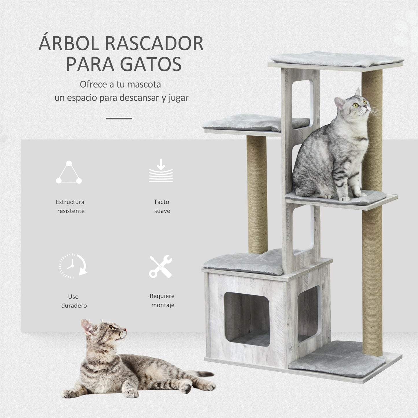 Pawhut Árbol Rascador Para Gatos 67x38_3