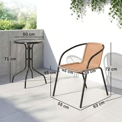 Outsunny Conjunto De Mesa Y 2 Sillas De Jardín De 3 Piezas Marrón_2