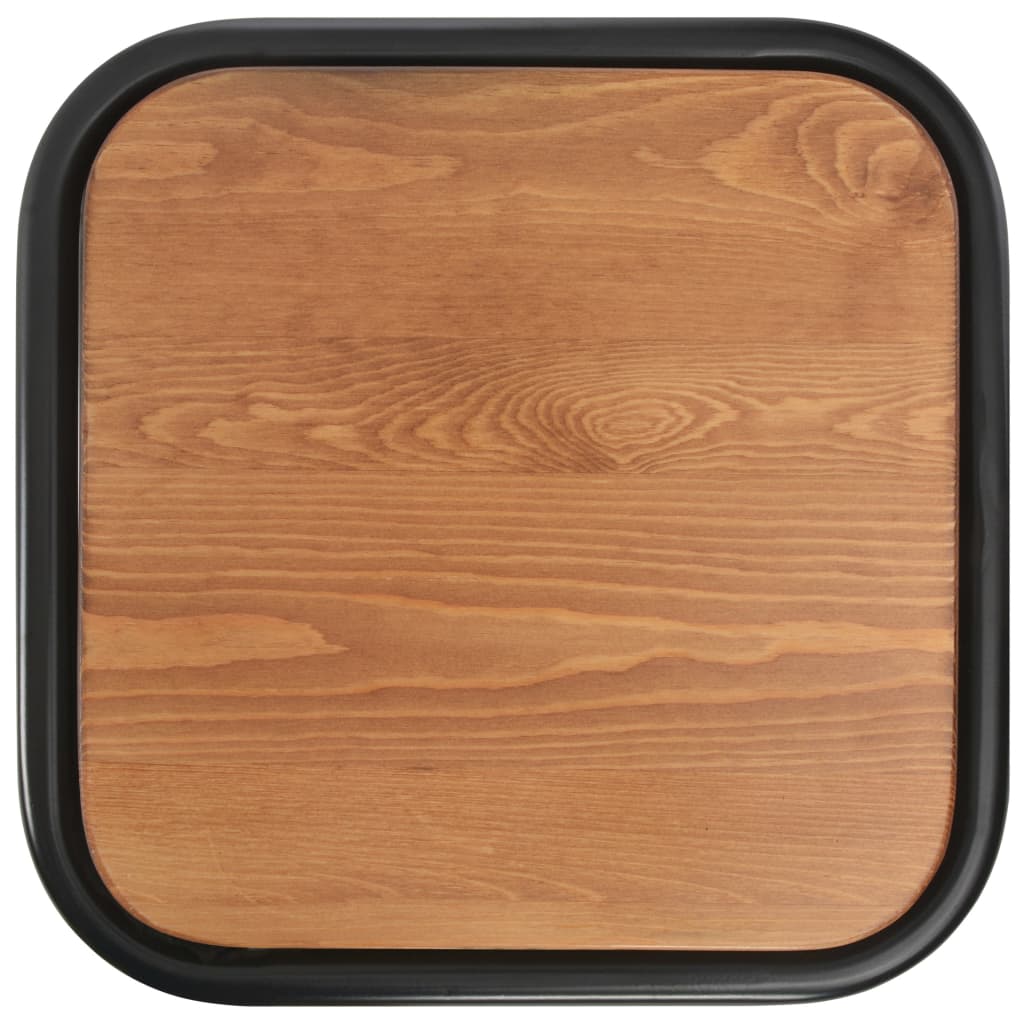 Taburetes De Cocina 2 Uds Madera Maciza De Pino Y Acero Negro_3