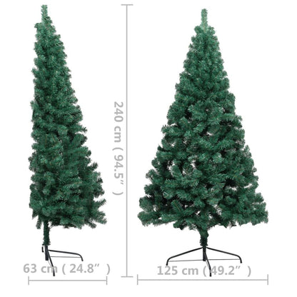 Vidaxl Medio Árbol De Navidad Artificial Led Y Soporte Pvc Verde 240cm_2