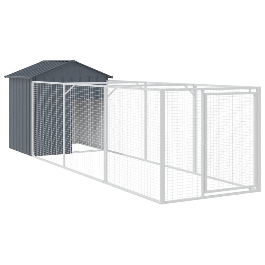 Caseta Perros Con Tejado Acero Galvanizado Gris 117x405x123 Cm_0